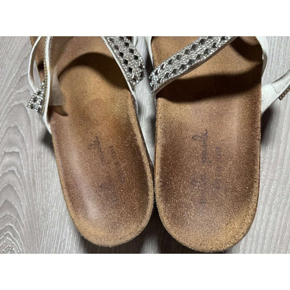 La Strada Womens 8 Rhinestone Cork Wedge Thong Sandals Made in Italy Resortwear
